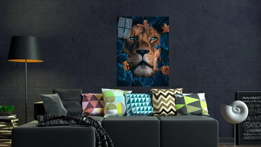 Lion blue flowers Painting 